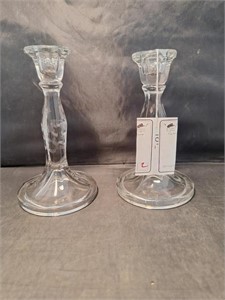 Pair Of Glass Candlestick Holders