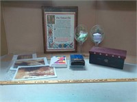Candle holders, deco box, various cards