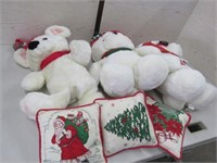 Santa Bears, Christmas Pillows