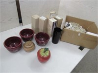 Box Lot Welcome Lamps, Soup Bowls, Apple Dish