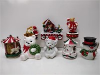 Vintage Xmas Ceramic and Wood Music Boxes