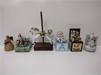 Vintage Ceramic and Wood Music Boxes
