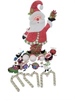 2ft Glitter Santa and Ornaments