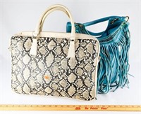 WHBM Snakeskin Looking Purse, Blue Leather Purse