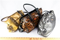 Leopard Print Purse, Gold Purse, Silver Tote