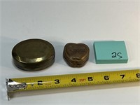 2 Small Brass Trinket Boxes