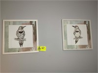 PAIR OF FRAMED BIRD PRINTS 16IN BY16IN