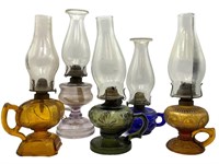 5 Colorful Vtg. Glass Finger Lamps