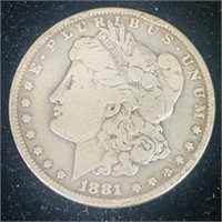1881 Silver Morgan Dollar New Orleans mint