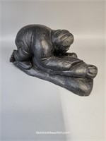 Signed Soapstone Sculpture Of Hunter With Knife In