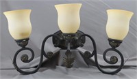 Triple Light Metal Wall Sconce with Glass Shades