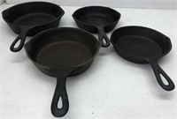 Cast Iron Skillets (4) assorted sizes