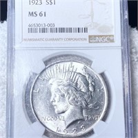 1923 Silver Peace Dollar NGC - MS61