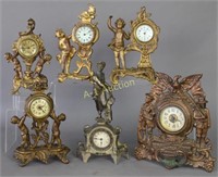 Six 19th Century Gilded Metal Miniature Clocks