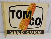 Two sided Tomco seed corn metal sign