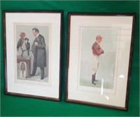 Vintage Vanity Fair prints in wooden frames