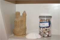 Jar of Seashells With Sand Castle