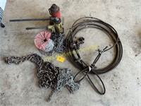 Small Chain, Cable Tow, 2 Bottle Jacks, Etc.