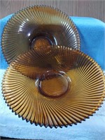 2 Vintage French Ginger Ribbed Swirl Decorative