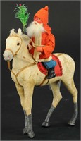 SANTA CANDY CONTAINER RIDING A WHITE HORSE