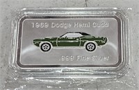 .999 Fine Silver 1 Troy oz  -1969 Dodge Hemi Cuda