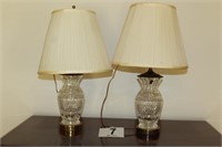 Pair Waterford Crystal Table Lamps 21"
