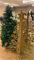 Artificial Christmas tree and 2 cardboard trees