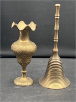 Brass bud vase and bell