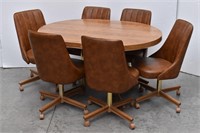 CHROMCRAFT Retro Dining Table & 6 Swivel Chairs