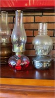 2 Lamplight Farms Oil Lamps, 1 Metal & 1 Glass