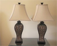 Embossed Black & Brown Decorative Table Lamps