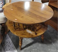 Ethan Allen solid Nutmeg round cocktail table