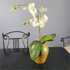 Clay Planter w/ Artificial Orchids 26" tall