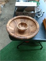 Large wooden chip & dip bowl