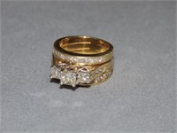 Beautiful 14k Gold 3 Ring Wedding Set - Size 6