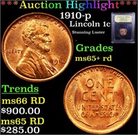 ***Auction Highlight*** 1910-p Lincoln Cent 1c Gra