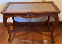 Glass Top Inlaid Serving Table