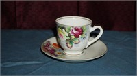 VTG Demitasse Cup and Saucer with Flowers