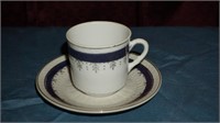 VTG Demitasse Cup and Saucer with Purple Trim