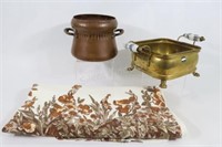 Holland Porcelain Handle Brass & Copper Planters
