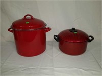Lot of 2 Red Kitchen Cookware with Lids