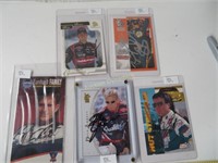Five Autographed Nascar Trading Cards