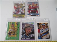 Five Autographed Nascar Trading Cards