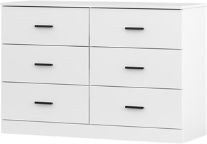 Modern 6 Drawer Dresser, White