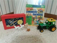 Buddy L tractor, Fisher Price Disney song book,