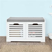 SoBuy White Storage Bench with 2 Drawers & Removab