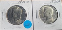 1976-D & 1976-D Kennedy Fifty Cent Pieces