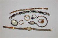 2 Vintage Watches, Bracelet, 14k partial ring,