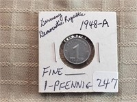 1948A Germany Democratic Republic 1 Pfennig F