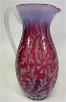 Fenton Cranberry Opalescent Fern Optic Pitcher